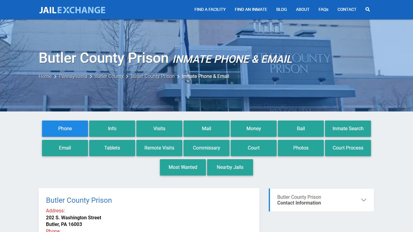 Inmate Phone - Butler County Prison, PA - Jail Exchange